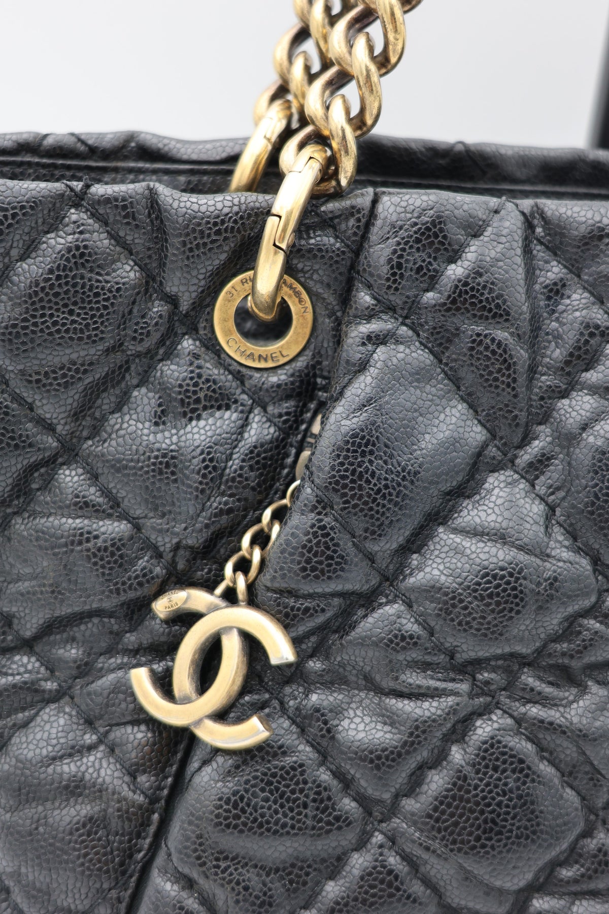 Chanel Quilted Caviar Leather Chain Shoulder Bag Black GHW