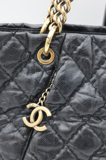 Chanel Quilted Caviar Leather Chain Shoulder Bag Black GHW
