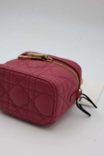 Dior Cannage Lambskin Lady Dior Micro Vanity Case Burgundy SHW