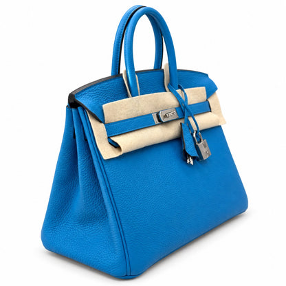 Hermès 25 Birkin Zanzibar Blue Palladium Hardware stamp Y