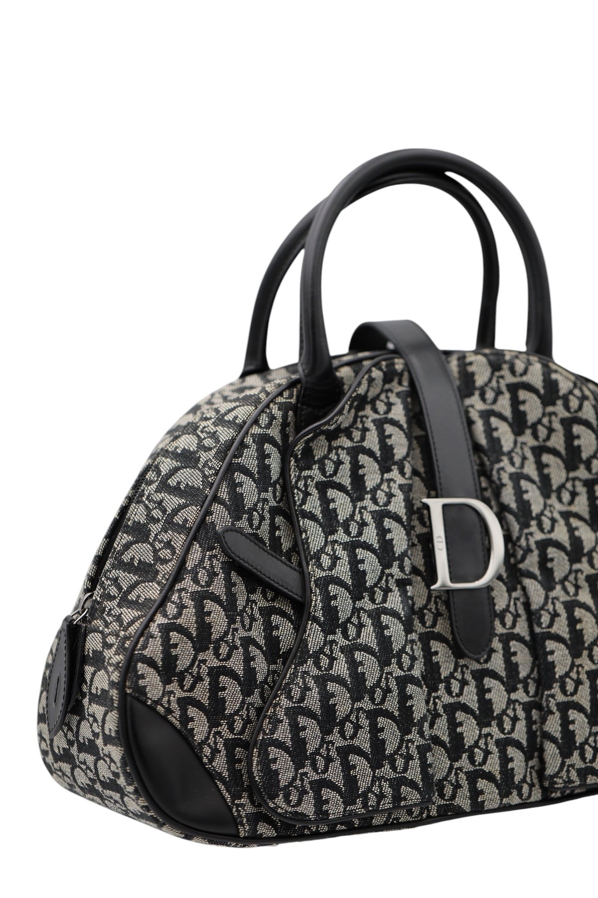 Dior Diorissimo Canvas Frame Satchel Navy Beige SHW