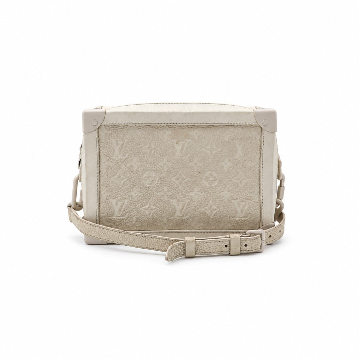Louis Vuitton Monogram Taurillon Leather Soft Trunk Bag Gray SHW