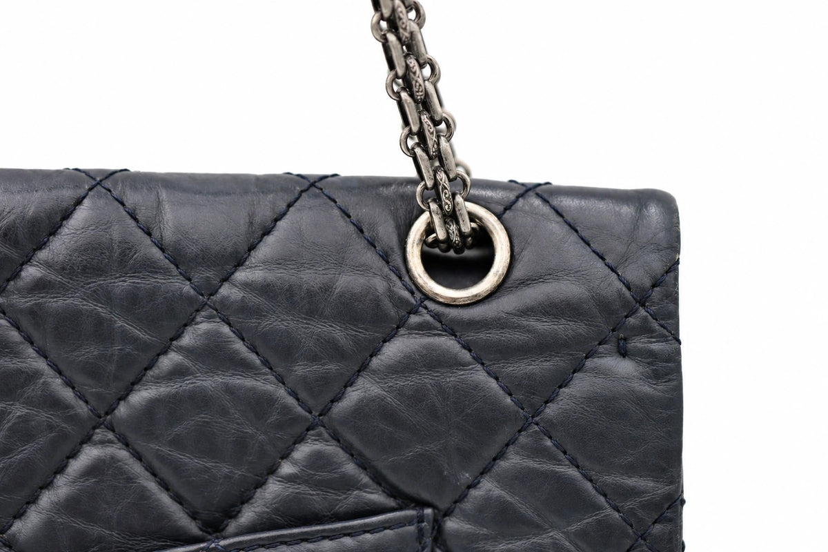 Chanel Quilted Leather Reissue 227 Double Flap Navy SHW