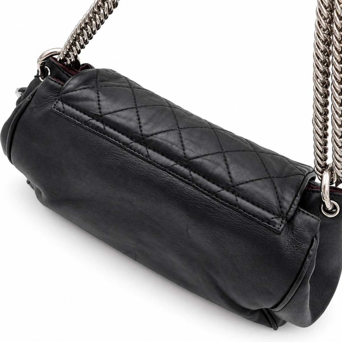 Chanel Quilted Leather Chain Tote Bag Black SHW