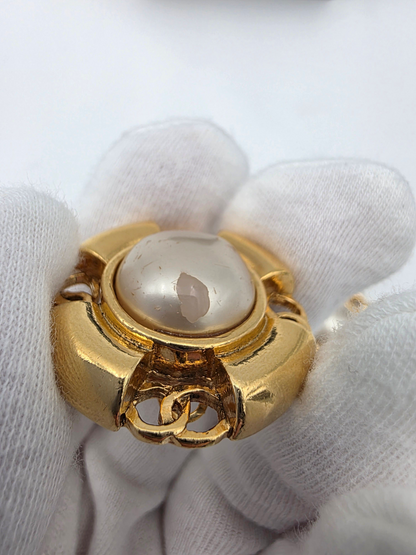 Chanel Coco Faux Pearl Earrings in Gold-Tone Metal (29 Engraved)