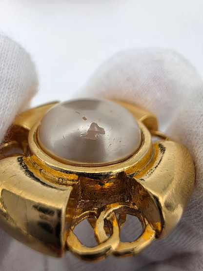 Chanel Coco Faux Pearl Earrings in Gold-Tone Metal (29 Engraved)