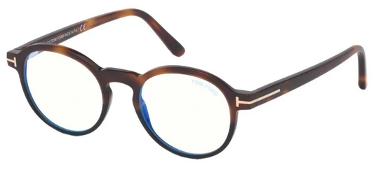 Tom Ford Havana Round Eyeglasses  FT 5606-B BLUE BLOCK