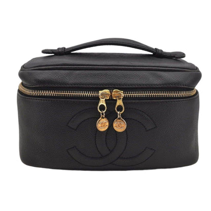 Chanel Caviar Vintage Timeless Cosmetic Case In Black