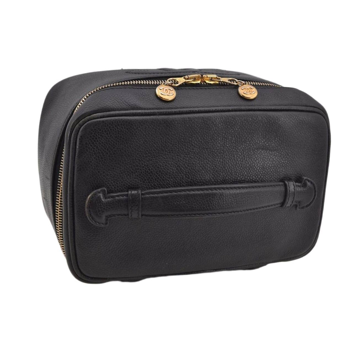 Chanel Caviar Vintage Timeless Cosmetic Case In Black