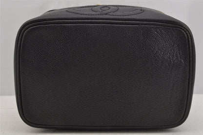 Chanel Caviar Vintage Timeless Cosmetic Case In Black