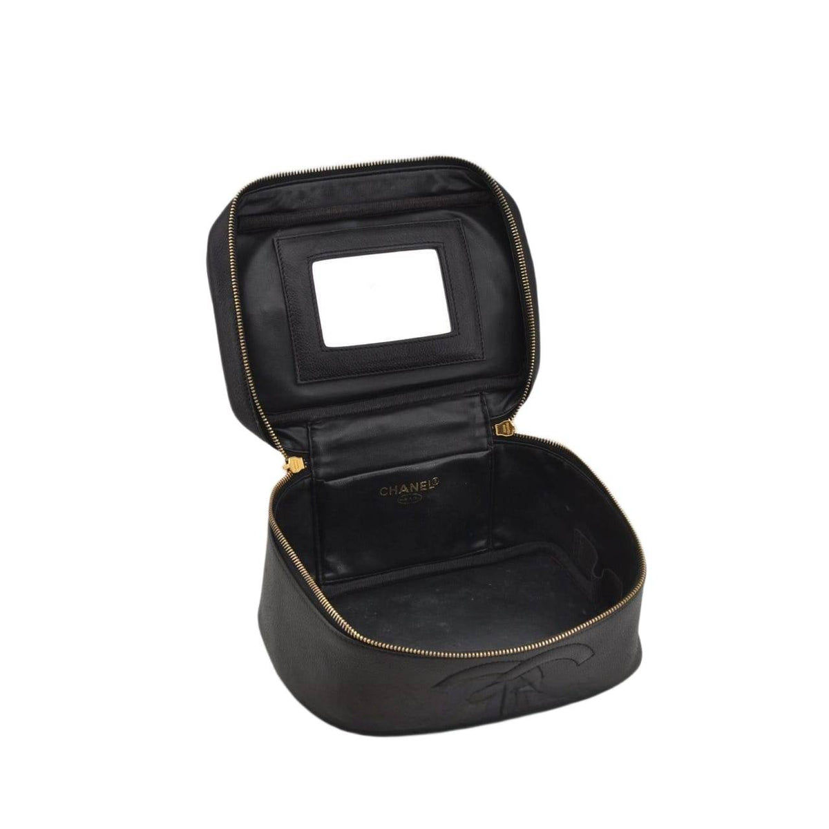 Chanel Caviar Vintage Timeless Cosmetic Case In Black