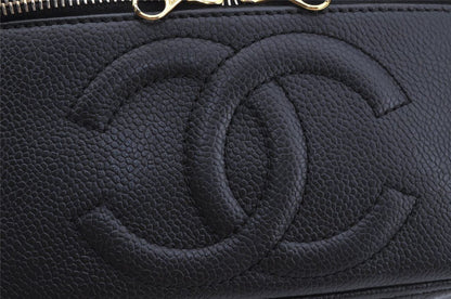 Chanel Caviar Vintage Timeless Cosmetic Case In Black