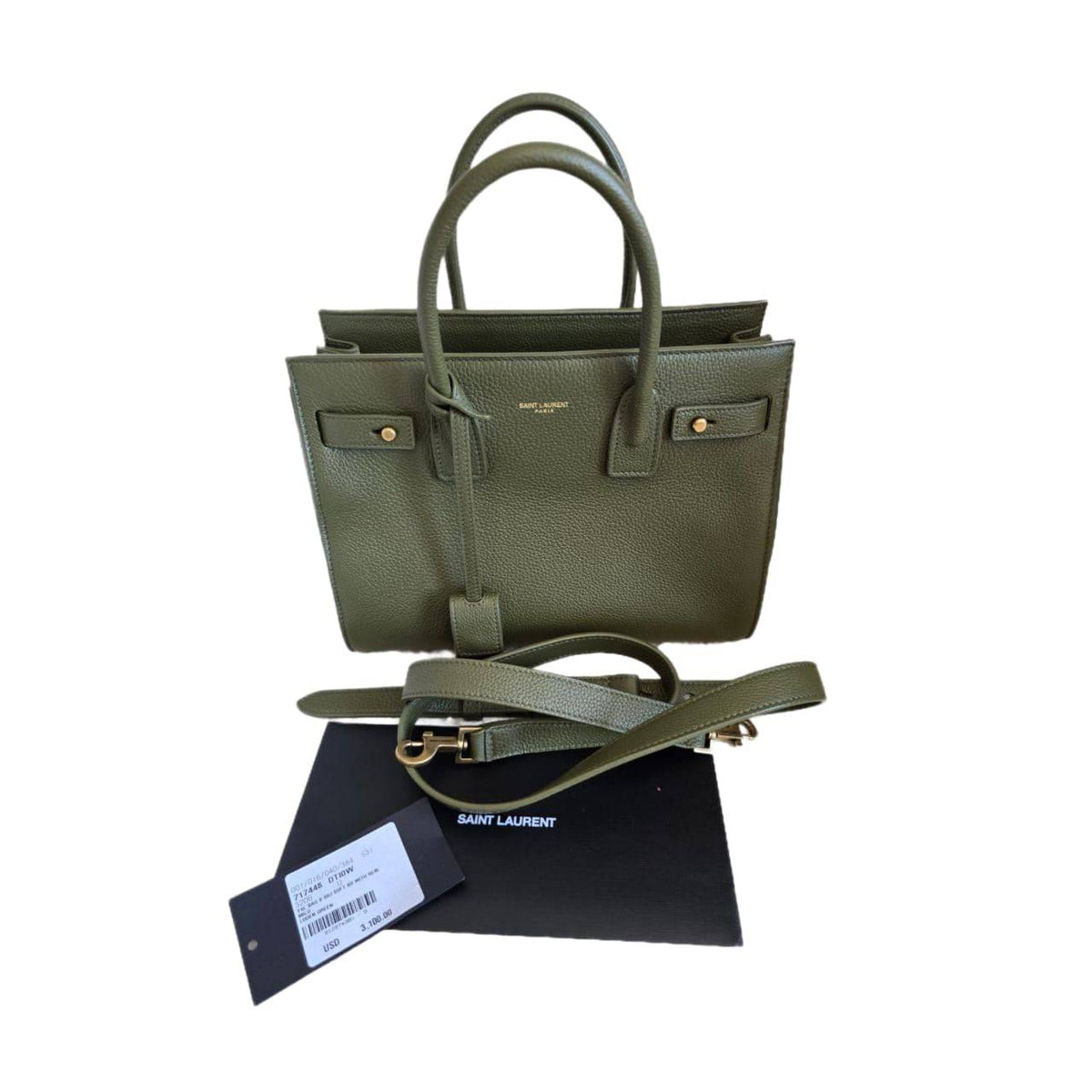 SAINT LAURENT Grained Calfskin Nano Supple Sac De Jour Bag