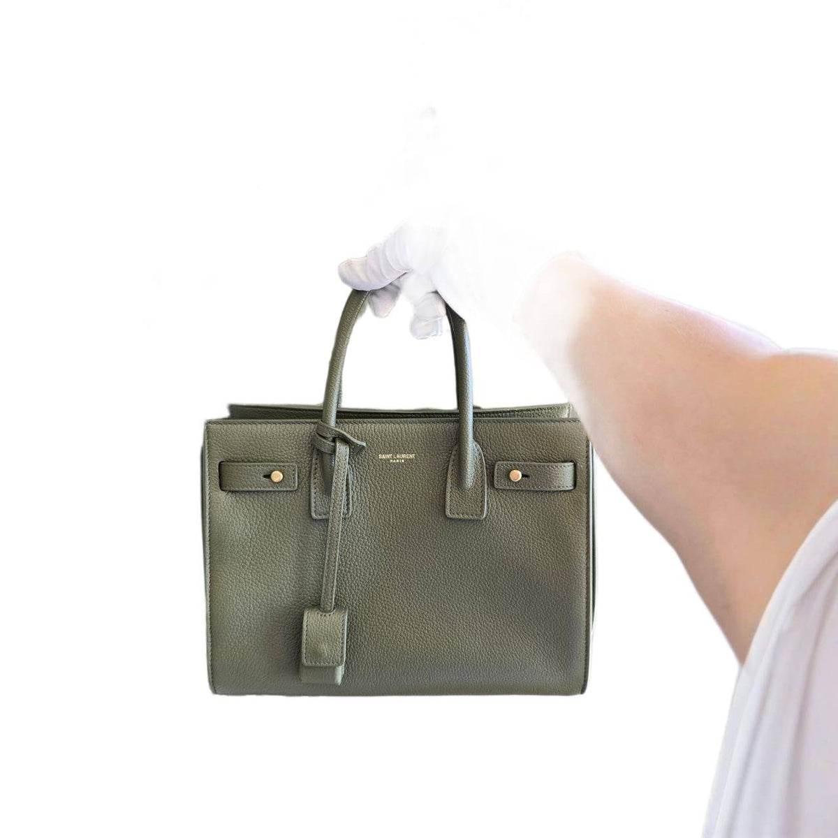 SAINT LAURENT Grained Calfskin Nano Supple Sac De Jour Bag