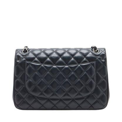 CHANEL Lambskin Quilted Jumbo Double Flap Bag in Navy Blue