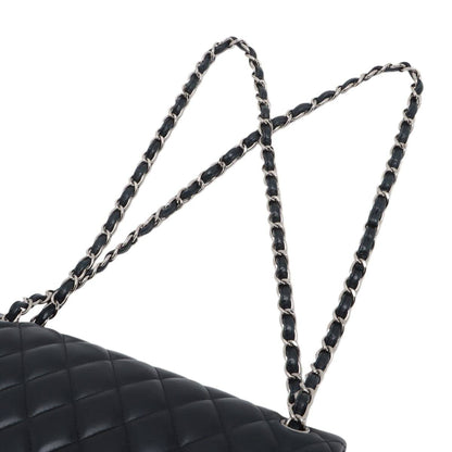 CHANEL Lambskin Quilted Jumbo Double Flap Bag in Navy Blue