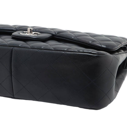 CHANEL Lambskin Quilted Jumbo Double Flap Bag in Navy Blue