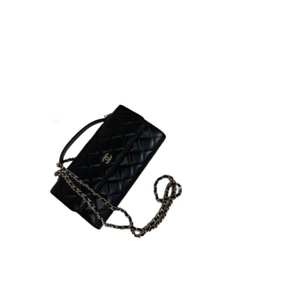 Chanel Shiny Calfskin Quilted Flap Phone Holder With Chain