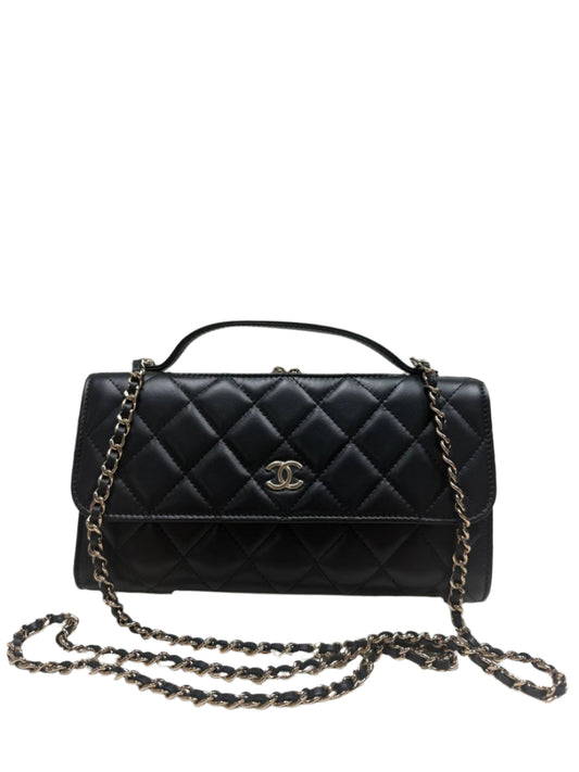 Chanel 2022 Flap Phone Holder w/ Chain in Lambskin Leather