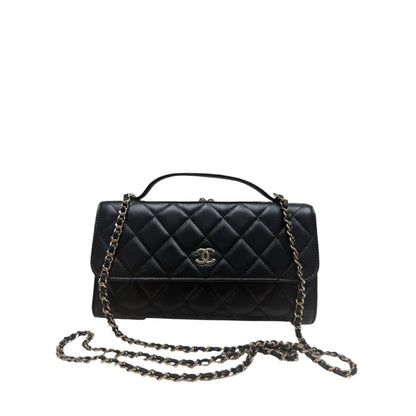 Chanel Shiny Calfskin Quilted Flap Phone Holder With Chain