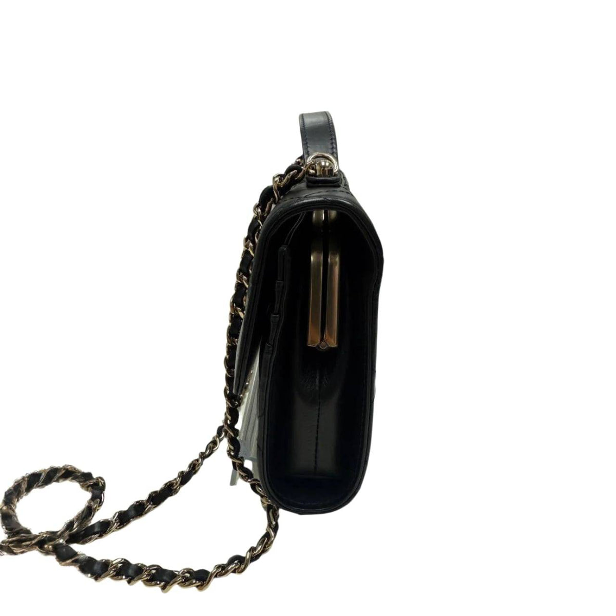 Chanel Shiny Calfskin Quilted Flap Phone Holder With Chain