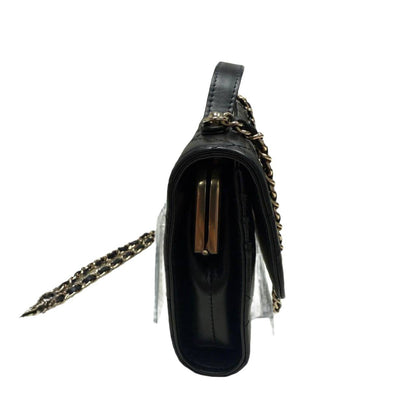 Chanel Shiny Calfskin Quilted Flap Phone Holder With Chain