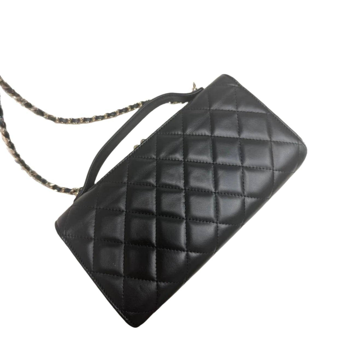 Chanel Shiny Calfskin Quilted Flap Phone Holder With Chain