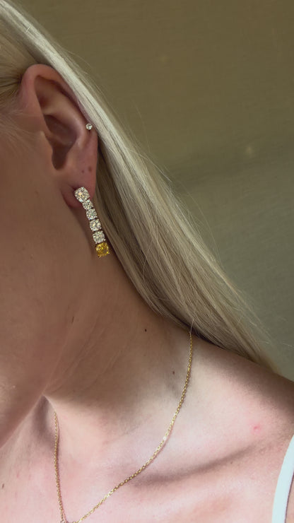JANARY Graduated 9.40-Carat Fancy Yellow Diamond Drop Earrings in 18K White Gold
