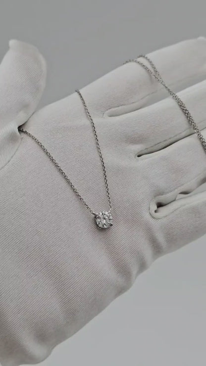 Round Shape Diamond Necklace 14K Solid Gold – 1.00 CT