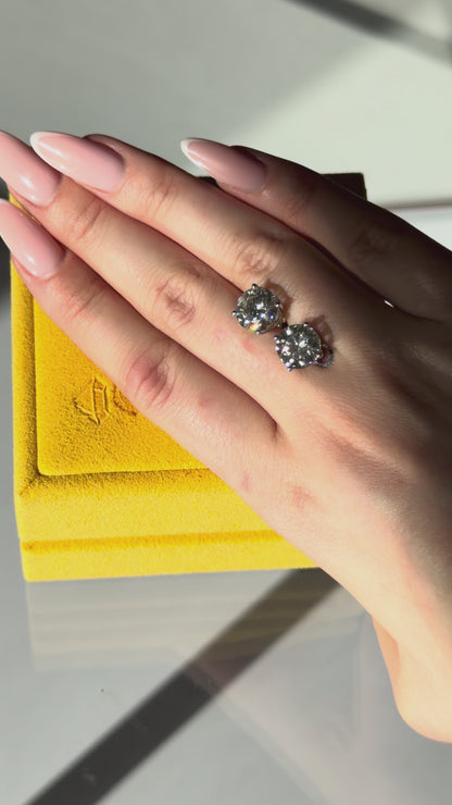 Round Brilliant 6-Carat Diamond Stud Earrings in 14k Gold