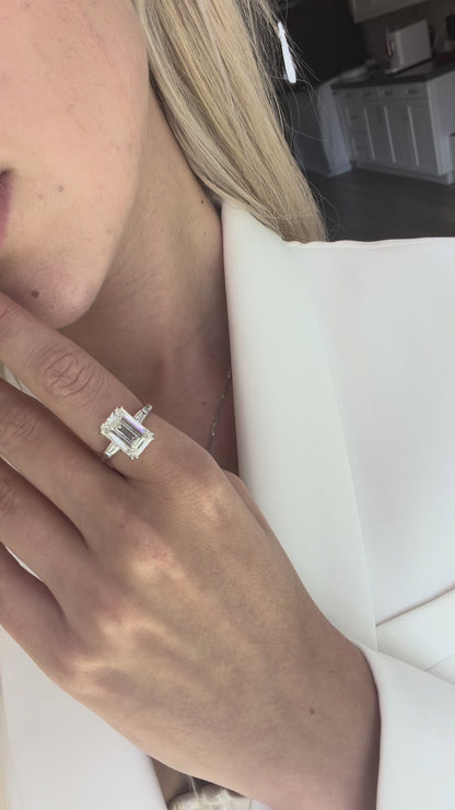 JANARY Emerald Cut 5.07-Carat Lab-Grown Diamond Ring in 18K White Gold