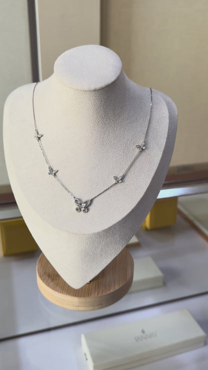 Diamond Butterfly Necklace in 18K White Gold
