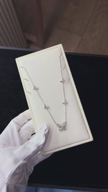 Diamond Butterfly Necklace in 18K White Gold