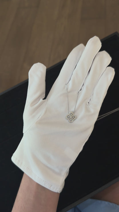 Diamond Clover Pendant Necklace in 18K White Gold