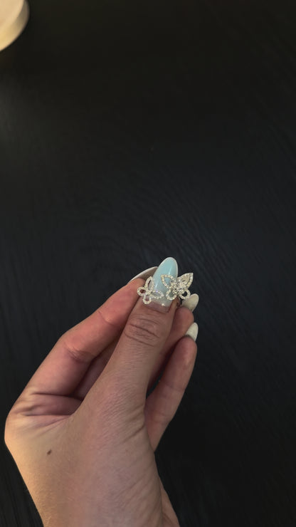Diamond Double Butterfly Ring in 18K White Gold