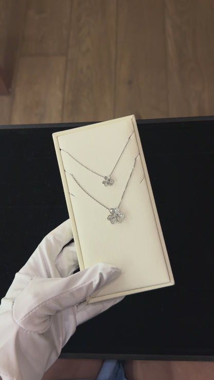 Lab-Grown Diamond Flower Pendant Necklace in 18K White Gold