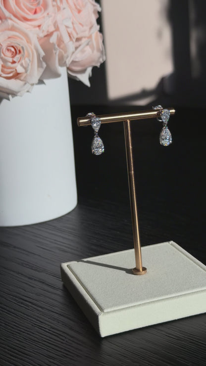 JANARY Pear 6-Carat Lab-Grown Diamond Drop Earrings in 18K White Gold