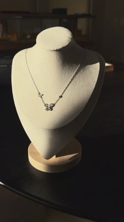 Diamond Butterfly Necklace in 18K White Gold