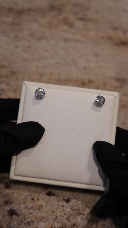 JANARY Round Brilliant 2-Carat Diamond Stud Earrings in 18K White Gold