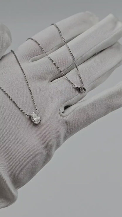 Oval Shape Diamond Necklace 14K Solid Gold – 1.01 CT