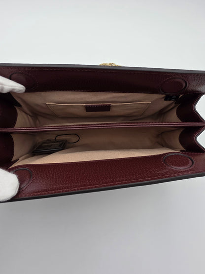Gucci Ophidia GG Web Small Chain Shoulder Bag Calfskin Bordeaux