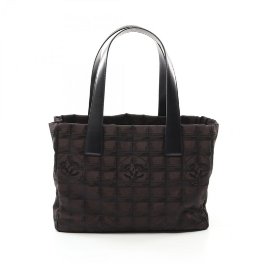 CHANEL New Travel Line PM Tote Shoulder Bag Leather Nylon Canvas