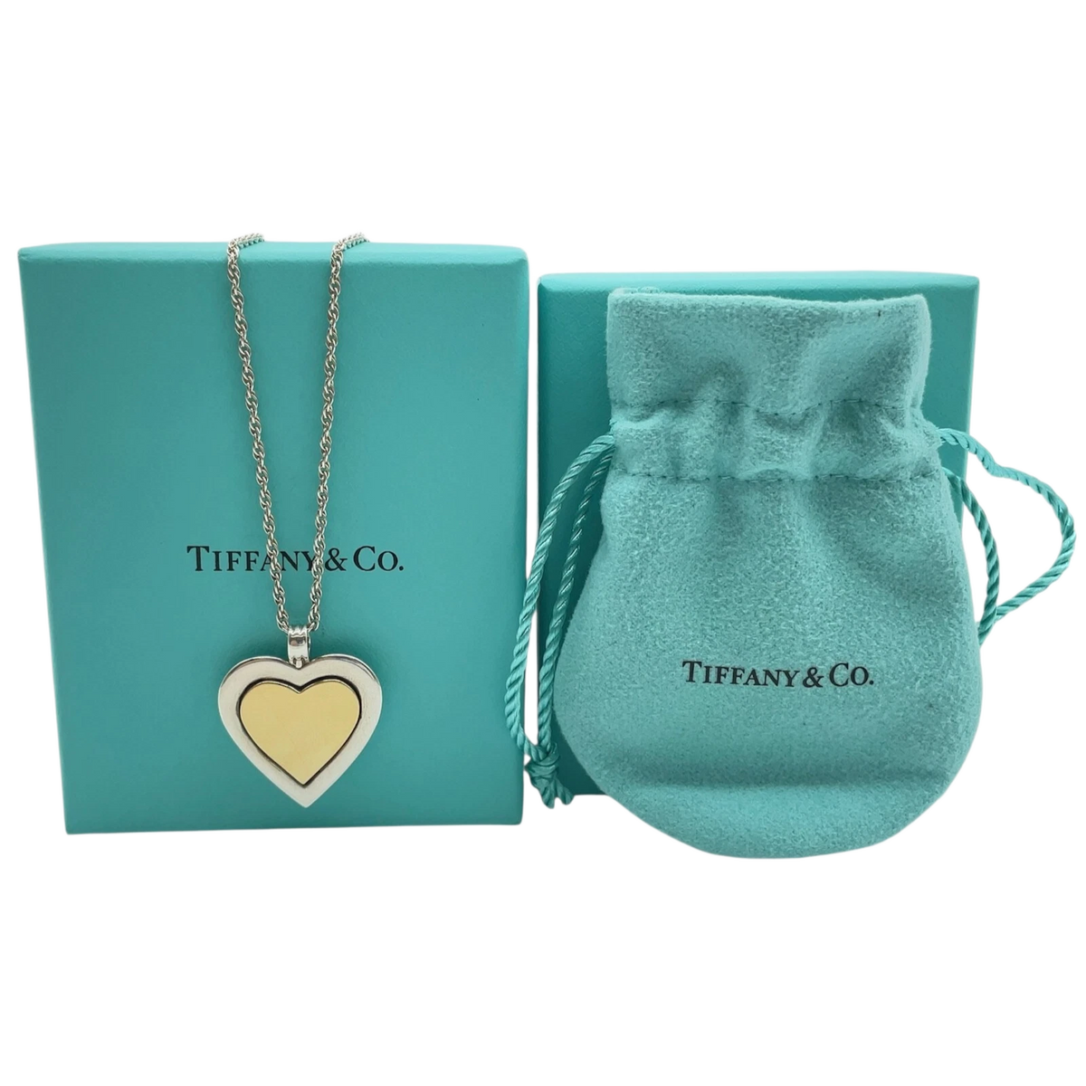 Tiffany & Co. Double Heart Combination Silver 13.48g Necklace
