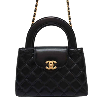 CHANEL Shopping Bag 2-Way Shoulder Bag Size Mini Shiny Calf Leather Black