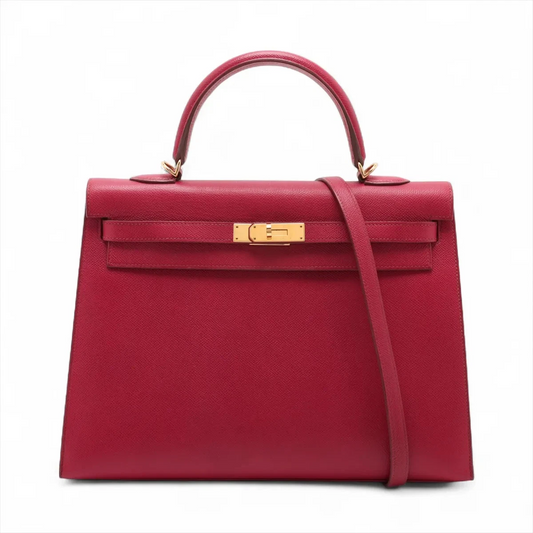Hermès Kelly 35 Veau Epsom Ruby Gold Metal Fittings P Stamp 2012