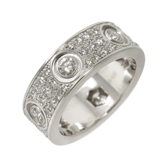 Cartier Love Pave Diamond Ring 18K WG 750 size48 4-4.5(US)