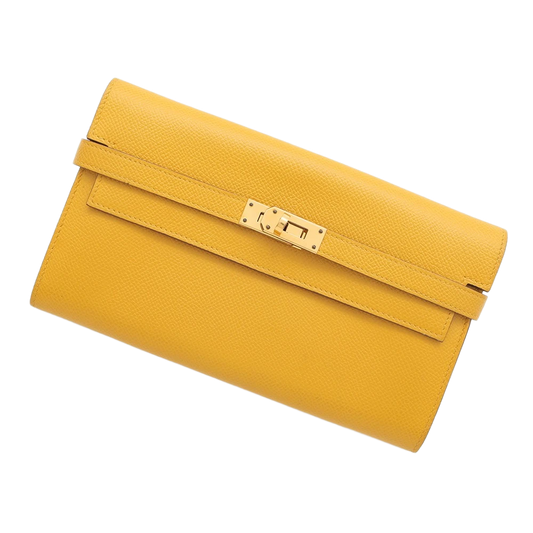 HERMES Kelly wallet long Epsom Jaune Ambre