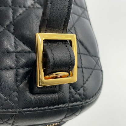 Christian Dior Small Cannage Leather 2-Way Vanity Bag in Black