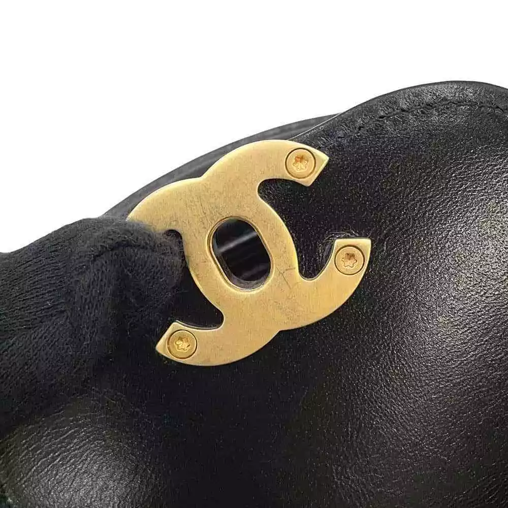 CHANEL Shopping Bag 2-Way Shoulder Bag Size Mini Shiny Calf Leather Black