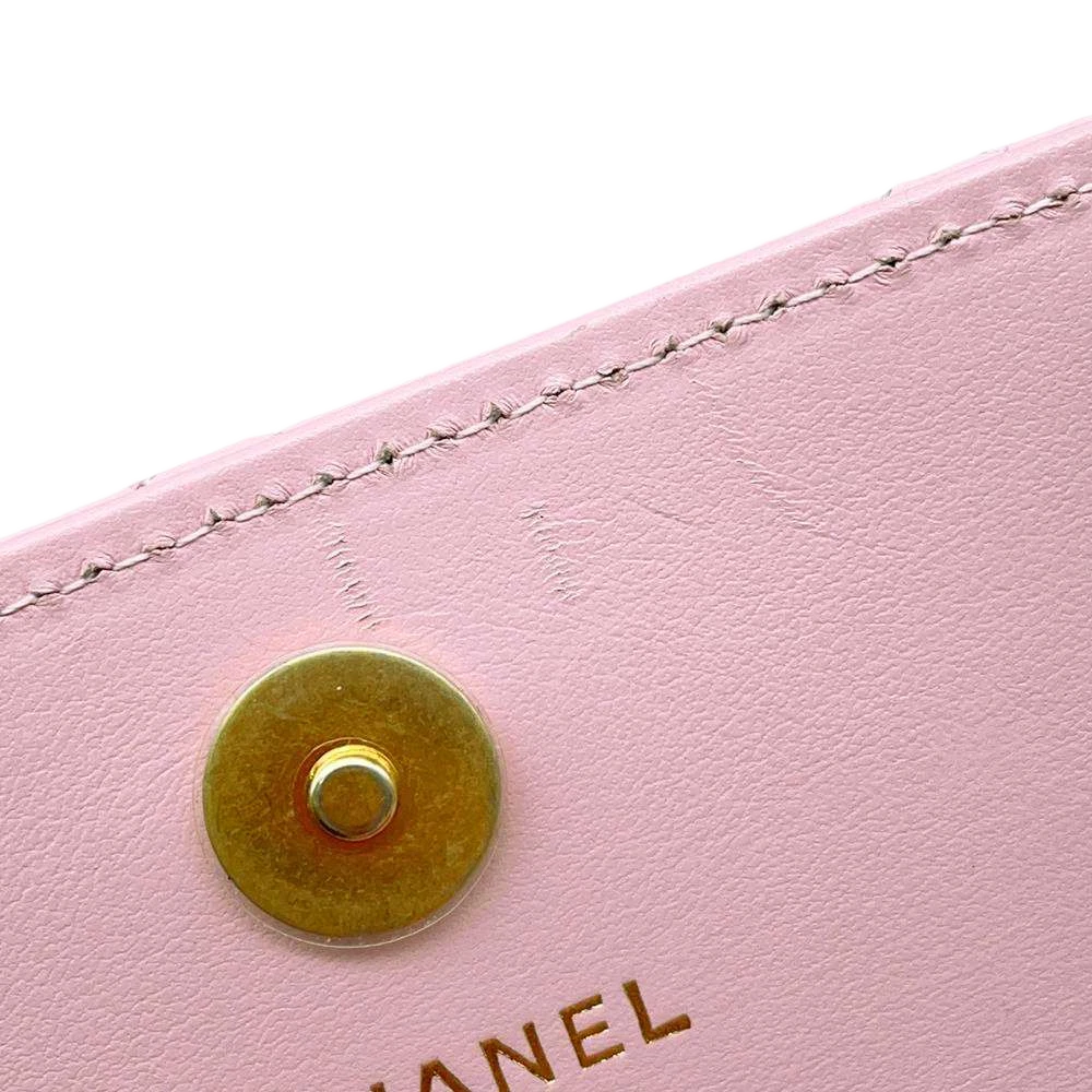 CHANEL Matelasse Chain wallet Leather Pink